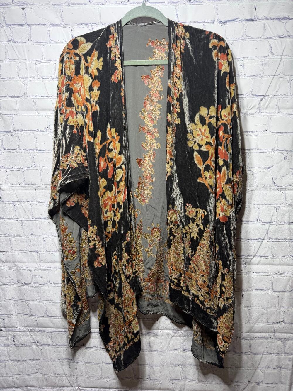Lovestitch Womens Velvet Burnout Kimono Cardigan Dark Sz OS Whimsigoth